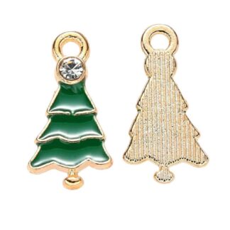 Christmas Charm – Christmas Tree – Gold/Green Enamel  – 21x11mm