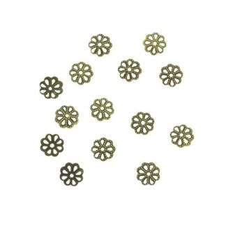 Bead Caps – Flower – Antique Bronze – 7mm – Pack Of 50