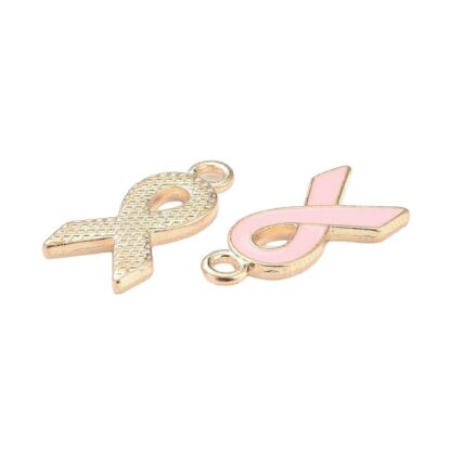 Awareness Charm – Gold/Pink Enamel – 20x10mm
