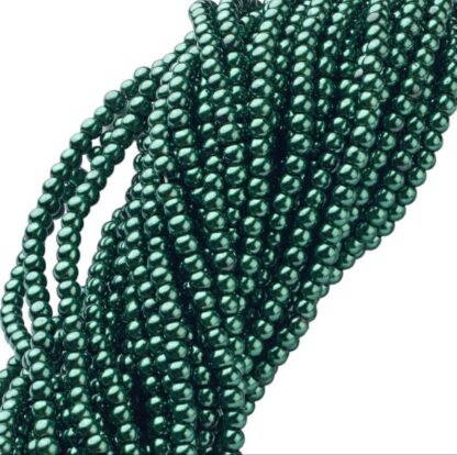 Glass Pearls – Dark Green – 4mm – Strand Of 100 Beads