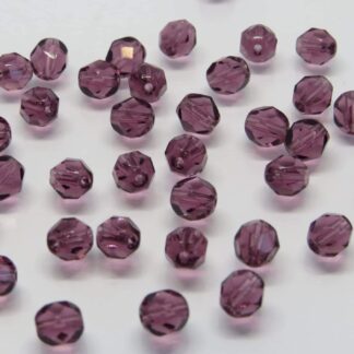 Czech Fire Polished Glass Beads – Amethyst – 6mm – Pack Of 20