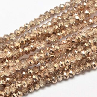Faceted Crystal Rondelles – Bronze – 4x3mm – Strand Of 100 Beads