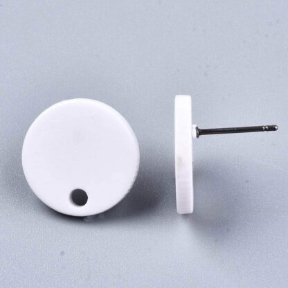 Resin Earring Studs With Hole – White – 1 Pair