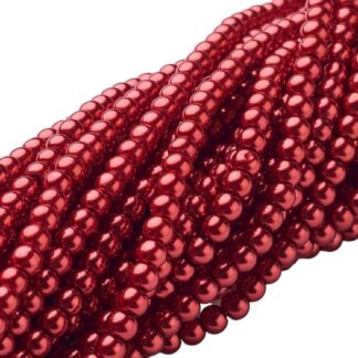 Glass Pearls – Red – 4mm – Strand Of 100 Beads