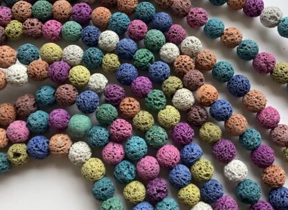 Natural Lava Beads – Multicolour – Brights – 8mm – Strand Of 45 Beads