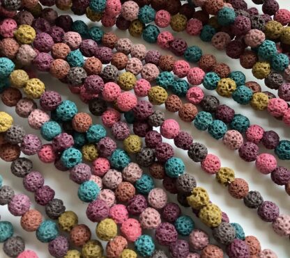Natural Lava Beads – Multicoloured – 6mm – Strand Of 60 Beads