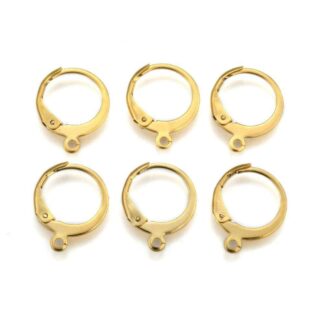Stainless Steel Leverback Hoop Earring – 24 K Gold Plated – 10 Pairs
