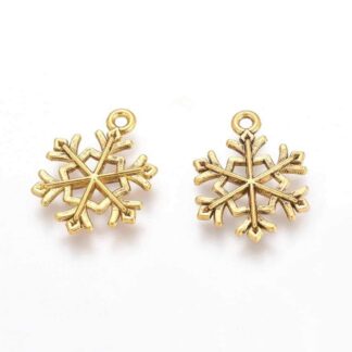 Snowflake Charm – Bright Gold – 21x16mm