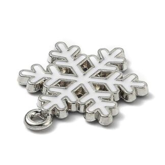 Snowflake Charm – Silver/White Enamel – 20x16mm