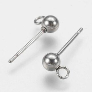 Stainless Steel Ball Stud Earrings With Loop – Pack Of 5 Pairs