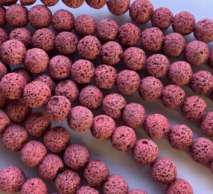 Natural Lava Beads – Pink – 10mm – Strand Of 40 Beads