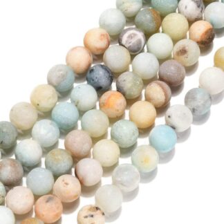 Frosted Flower Amazonite – 8mm – Strand Of 20 Beads