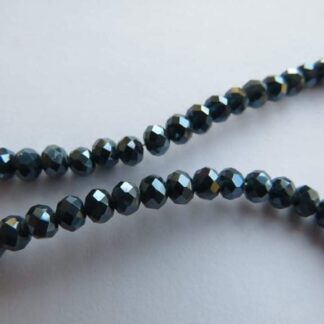 Faceted Crystal Rondelles – Navy Electroplated – 4x3mm – Strand Of 100 Beads