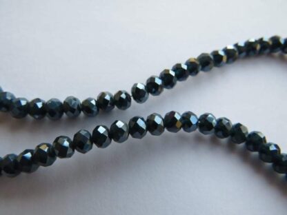 Faceted Crystal Rondelles – Navy Electroplated – 4x3mm – Strand Of 100 Beads