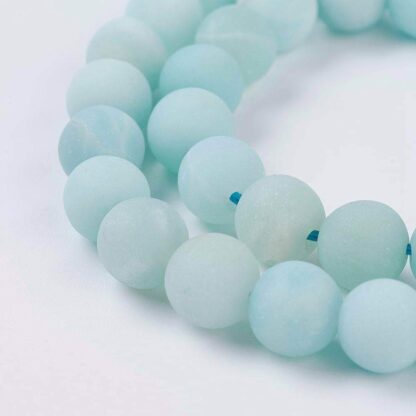 Frosted Amazonite Beads – 8mm – Strand Of 20 Beads