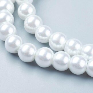 Glass Pearls – White – 8mm – Strand Of 50 Beads
