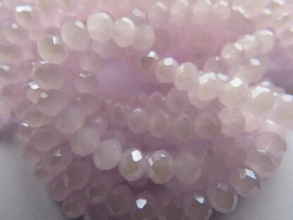 Faceted Crystal Rondelles – Pink Opaque – 4x3mm – Strand Of 100 Beads