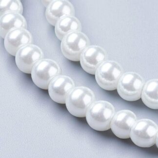 Glass Pearls – White – 8mm – Strand Of 50 Beads