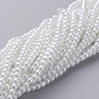 Glass Pearls – White – 4mm – Strand Of 100 Beads