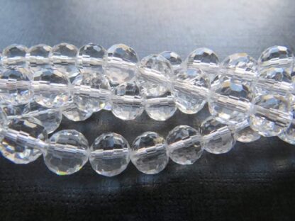 Faceted Crystal Round Beads – Clear Crystal – AAA Grade – 8mm – Strand Of 50 Beads