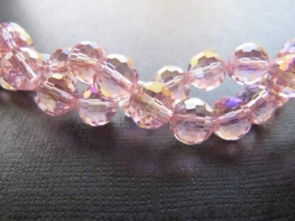 Faceted Crystal Round Beads – Pink AB – AAA Grade – 10mm – Strand Of 20 Beads