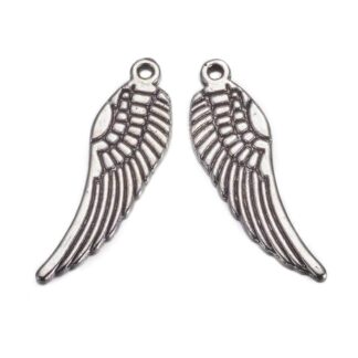 Angel Wing Charm – Antique Silver – 17x5mm