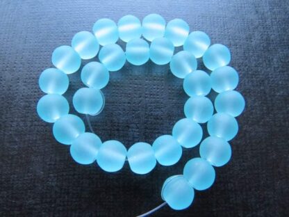 Glass Beads – Frosted – Light Turquoise – 8mm – Strand Of 30 Beads