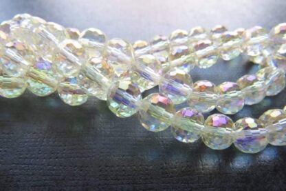 Faceted Crystal Round Beads – Champagne AB – AAA Grade – 8mm – Strand Of 50 Beads