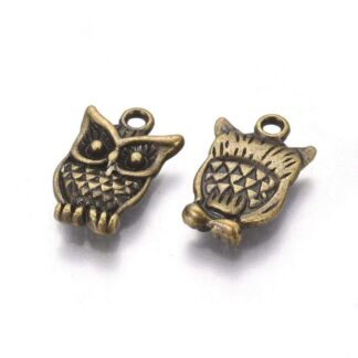 Owl Charm – Antique Bronze – 15x10mm