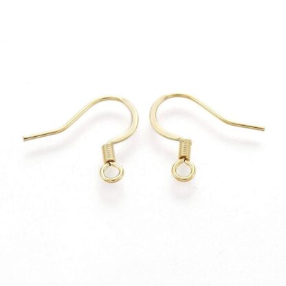 French Earwires – Gold – 316 Surgical Stainless Steel – 18 K Gold Plated – 15x16mm – 5 Pairs