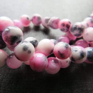 Multicoloured Jade Beads – Pink/Grey – 6mm – Strand Of 40 Beads
