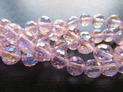 Faceted Crystal Round Beads – Pink AB – AAA Grade – 8mm – Strand Of 50 Beads