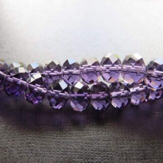 Faceted Crystal Rondelles – Purple – 12x9mm – Strand Of 20 Beads