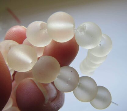 Glass Beads – Frosted – Natural – 8mm – Strand Of 30 Beads – SLIGHTLY DAMAGED