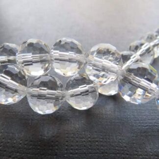 Faceted Crystal Round Beads – Clear – AAA Grade – 10mm – Strand Of 20 Beads