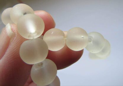 Glass Beads – Frosted – Natural – 8mm – Strand Of 30 Beads – SLIGHTLY DAMAGED