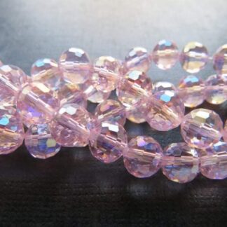 Faceted Crystal Round Beads – Pink AB – AAA Grade – 8mm – Strand Of 50 Beads