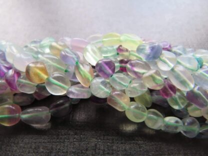 Natural Fluorite – Tumbled Nuggets – Strand Of 25
