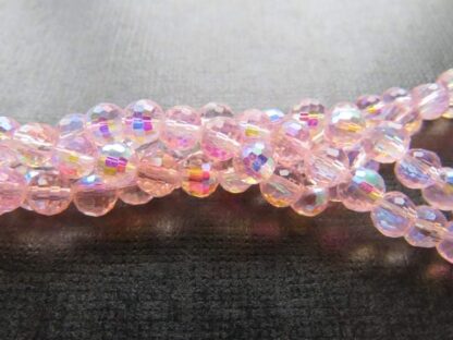 Faceted Crystal Round Beads – Pink AB – AAA Grade – 6mm – Strand Of 50 Beads