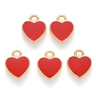 Heart Charm – Red Enamel – 12x10mm