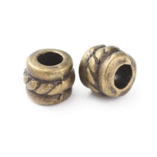 Spacer Beads – Tibetan Style Column – Antique Bronze – 5x4mm – Pack Of 10
