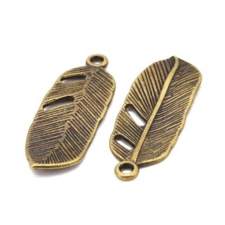 Feather Pendant/Charm – Antique Bronze – 24x9mm