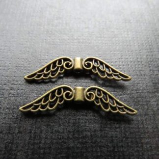 Angel Wing Spacer Bead – Antique Bronze – 30x6mm