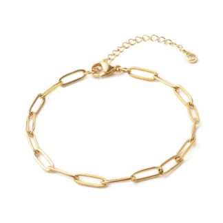 Paperclip Chain Bracelet – Gold – Stainless Steel – 19cm