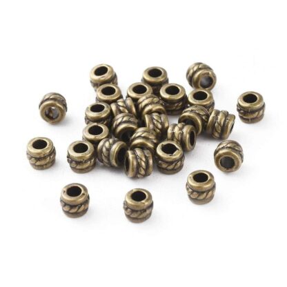 Spacer Beads – Tibetan Style Column – Antique Bronze – 5x4mm – Pack Of 10