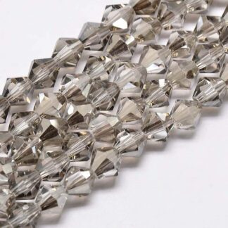 Crystal Bicones – Grey – AA Grade – 4mm – Strand Of 95 Beads