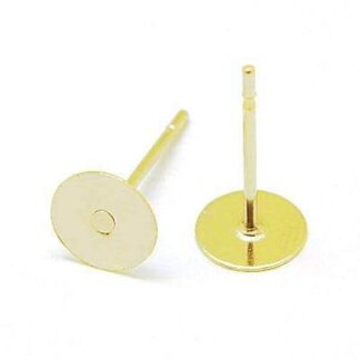Earring Posts – Stainless Steel – Gold – 6mm – 10 Pairs