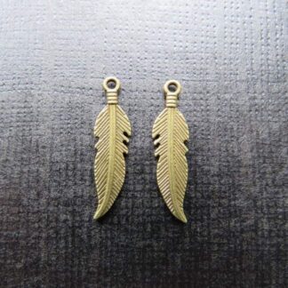 Feather Charm – Antique Bronze – 25x7mm