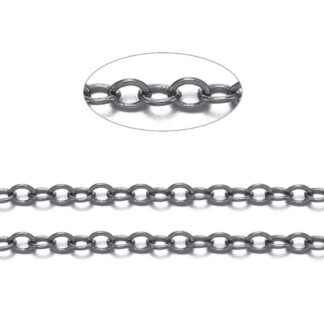 Cable Chain – Nickel Free – Gunmetal – 1.5x2mm – 1 M Length