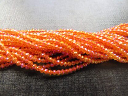 Faceted Crystal Rondelles – Orange AB – 2×1.5mm – Strand Of 240 Beads